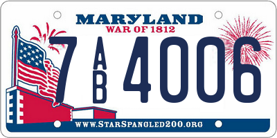 MD license plate 7AB4006