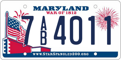 MD license plate 7AB4011