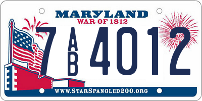 MD license plate 7AB4012