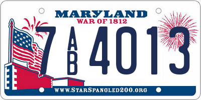 MD license plate 7AB4013