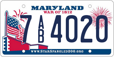 MD license plate 7AB4020