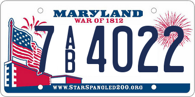 MD license plate 7AB4022