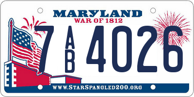 MD license plate 7AB4026