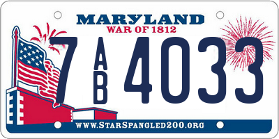 MD license plate 7AB4033
