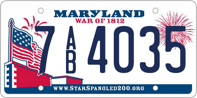 MD license plate 7AB4035