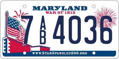 MD license plate 7AB4036