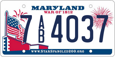 MD license plate 7AB4037