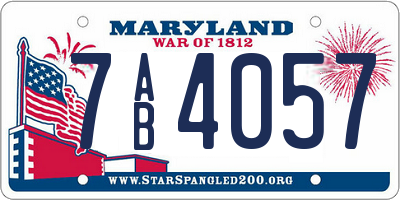 MD license plate 7AB4057