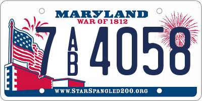 MD license plate 7AB4058