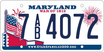 MD license plate 7AB4072