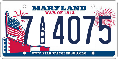 MD license plate 7AB4075
