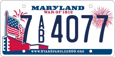 MD license plate 7AB4077