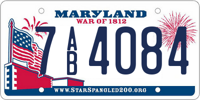 MD license plate 7AB4084