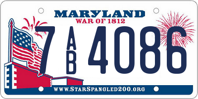 MD license plate 7AB4086