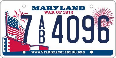 MD license plate 7AB4096