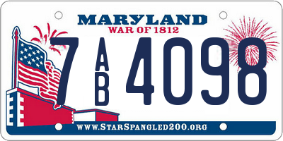 MD license plate 7AB4098