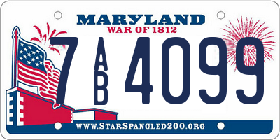 MD license plate 7AB4099