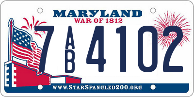 MD license plate 7AB4102