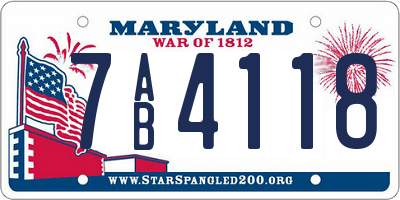 MD license plate 7AB4118