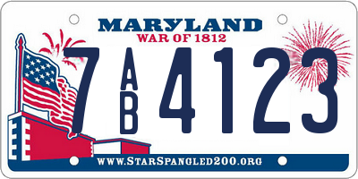 MD license plate 7AB4123