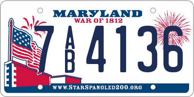 MD license plate 7AB4136