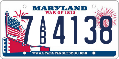 MD license plate 7AB4138