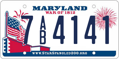 MD license plate 7AB4141