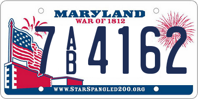 MD license plate 7AB4162