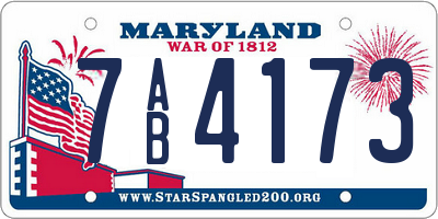 MD license plate 7AB4173