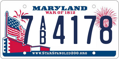 MD license plate 7AB4178