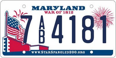 MD license plate 7AB4181