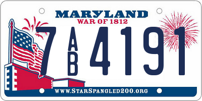 MD license plate 7AB4191