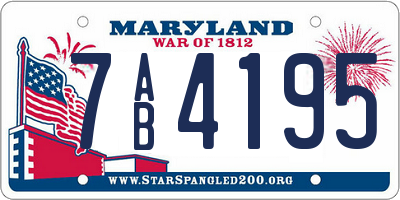 MD license plate 7AB4195