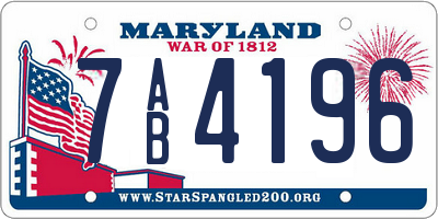 MD license plate 7AB4196