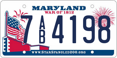 MD license plate 7AB4198