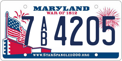 MD license plate 7AB4205