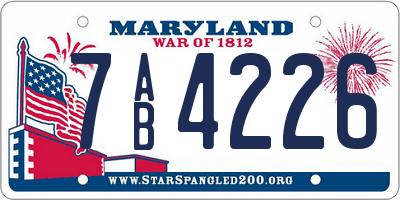 MD license plate 7AB4226