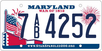 MD license plate 7AB4252