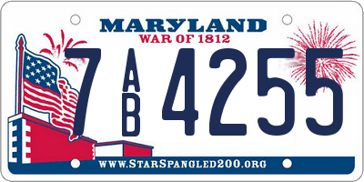 MD license plate 7AB4255