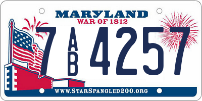 MD license plate 7AB4257