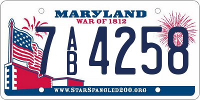 MD license plate 7AB4258