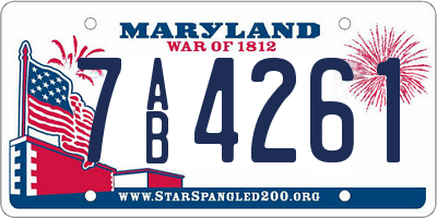 MD license plate 7AB4261