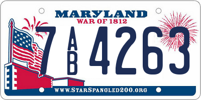 MD license plate 7AB4263
