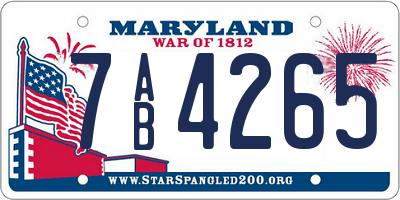 MD license plate 7AB4265