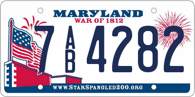 MD license plate 7AB4282