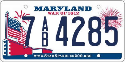 MD license plate 7AB4285