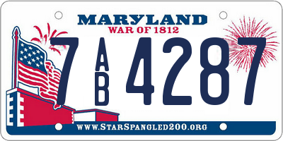 MD license plate 7AB4287