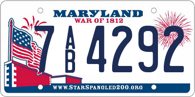 MD license plate 7AB4292