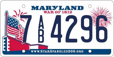 MD license plate 7AB4296