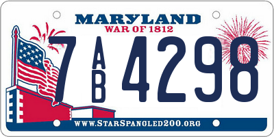 MD license plate 7AB4298